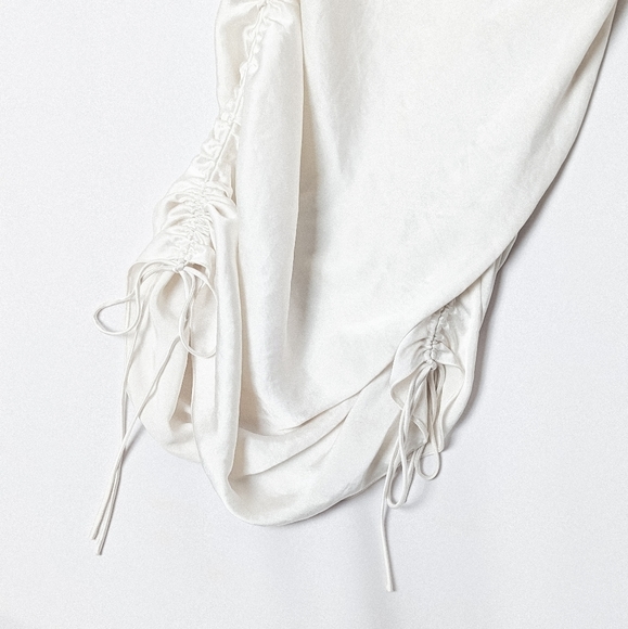 WILFRED Davina Dress Only Ruched Mini Satin Avorio White M Aritzia - Picture 8 of 12